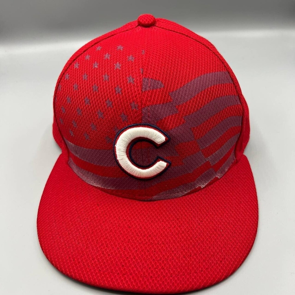Chicago Cubs Hat Men Red 7 1/8 59Fifty New Era‎ MLB Fitted Cap